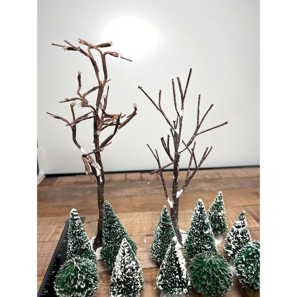 Dept 56 Miniature Snow-Covered Christmas Trees & Bare Branch Trees  13 Piece Set - Picture 3 of 3